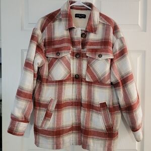 Love Tree Women's Plaid Jacket - Red and White